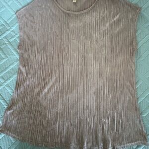 News Denim Elegant Metallic Pleated Top Beige Size XL